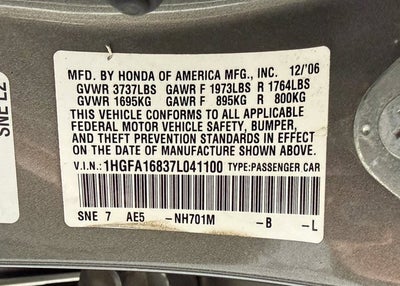 2007 Honda Civic Sdn EX