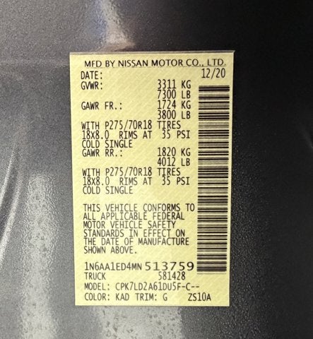 2021 Nissan Titan PRO-4X