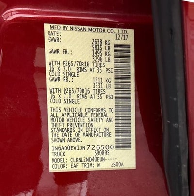 2018 Nissan Frontier SV V6