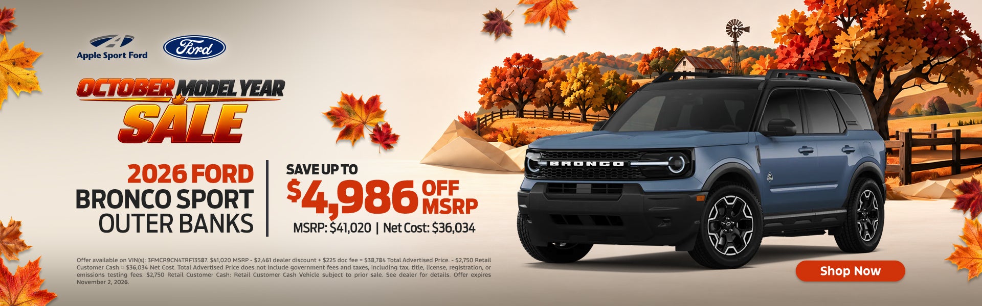 2026 FORD BRONCO SPORT OUTER BANKS