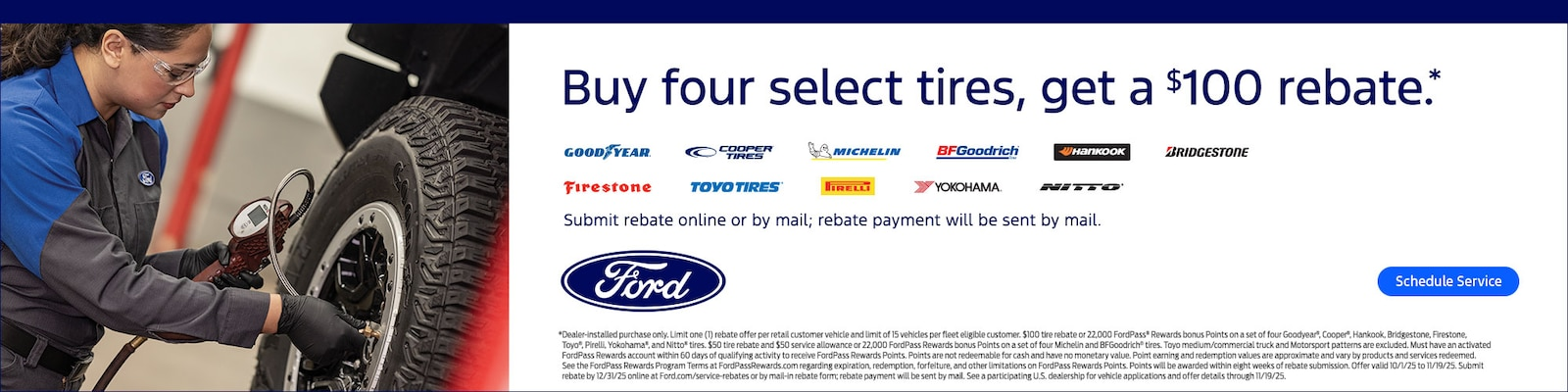 Buy four tires at Apple Sport Ford in Marlin TX